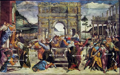Botticelli - Affreschi della Cappella Sistina, Vaticano, cm. 570 Punizione dei ribelli (numerato)